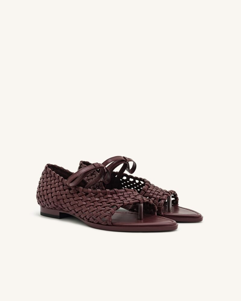 Jocelyn Weave Strap Flip-flops - Claret Red - Image 2