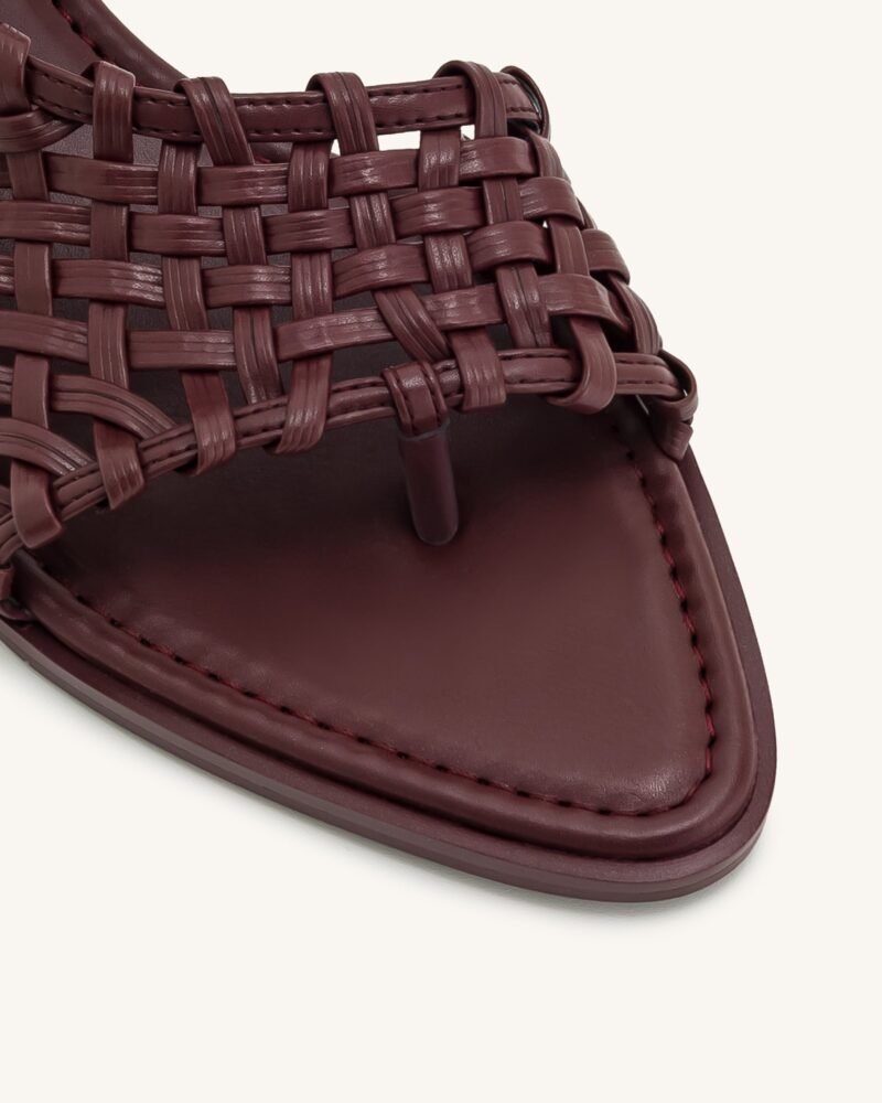 Jocelyn Weave Strap Flip-flops - Claret Red - Image 4