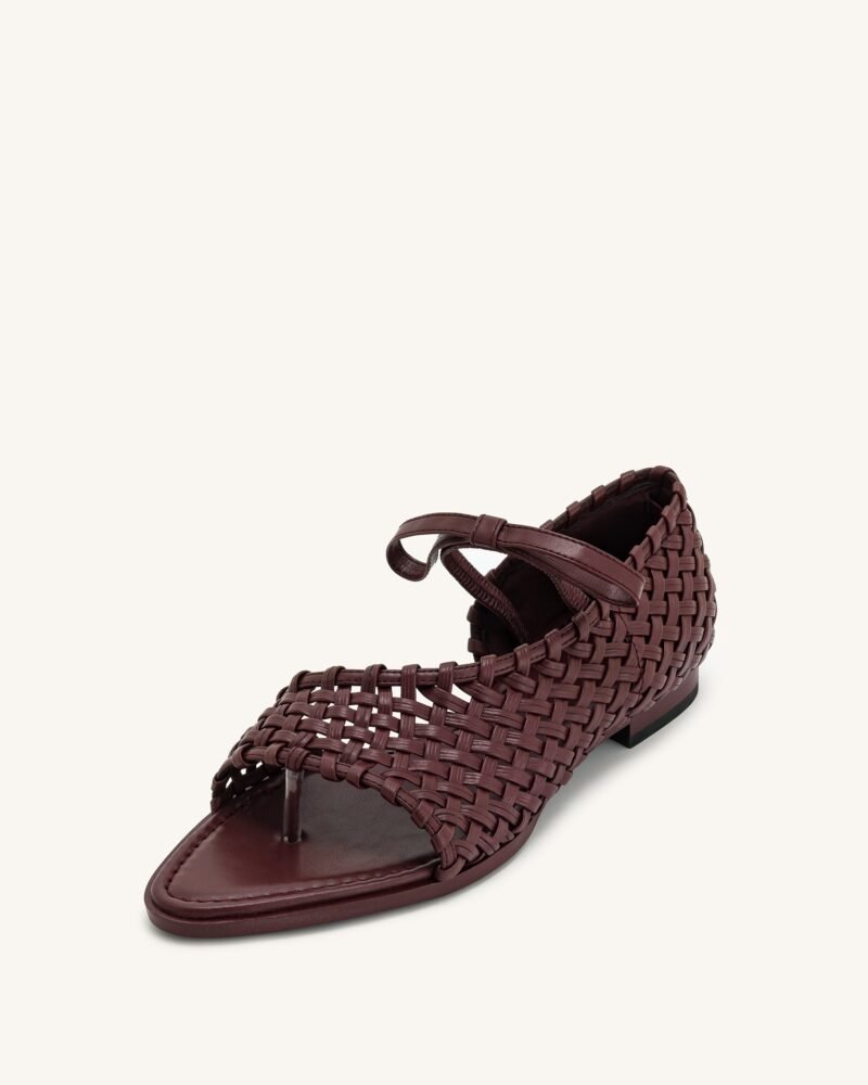 Jocelyn Weave Strap Flip-flops - Claret Red - Image 5