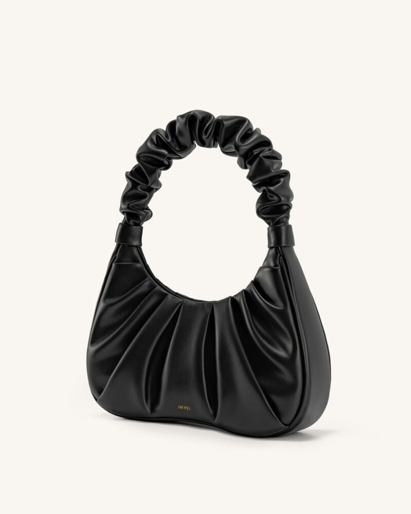 Gabbi Ruched Hobo Handbag - Black - Image 3
