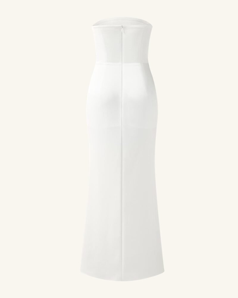 Floral Embroidered Long Dress - White - Image 5
