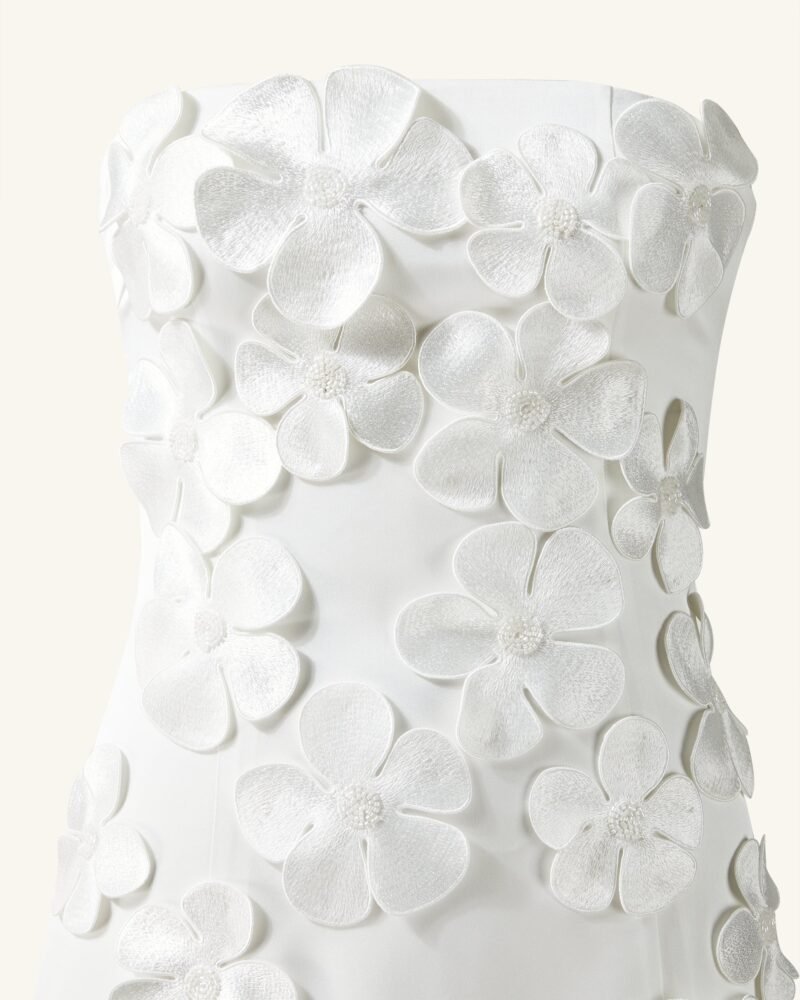 Floral Embroidered Long Dress - White - Image 6