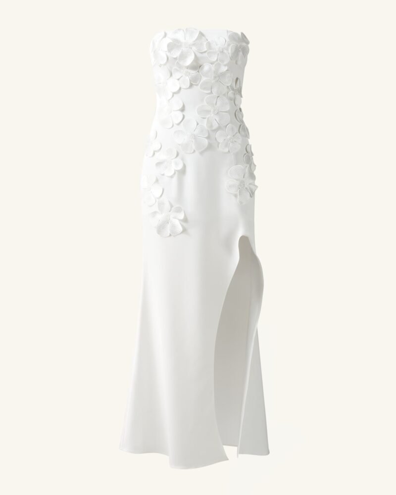 Floral Embroidered Long Dress - White - Image 4