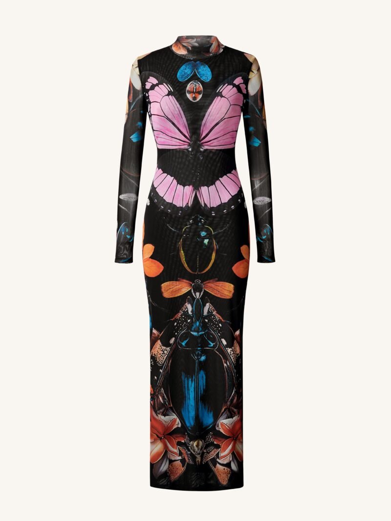 Double-layered Mesh Sheer Butterfly and Beetle Gown - Multicolor - Image 1