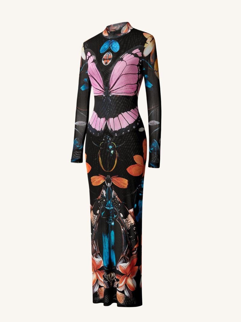 Double-layered Mesh Sheer Butterfly and Beetle Gown - Multicolor - Image 2