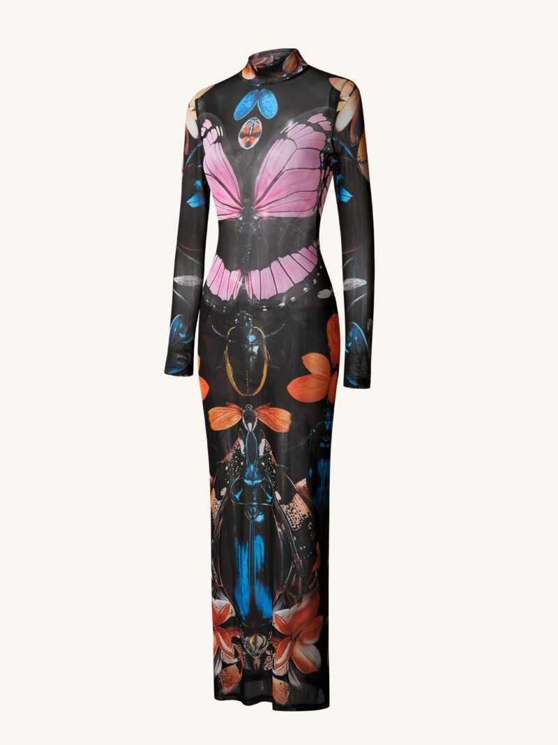 Sheer Butterfly and Beetle Gown - Multicolor - Image 3