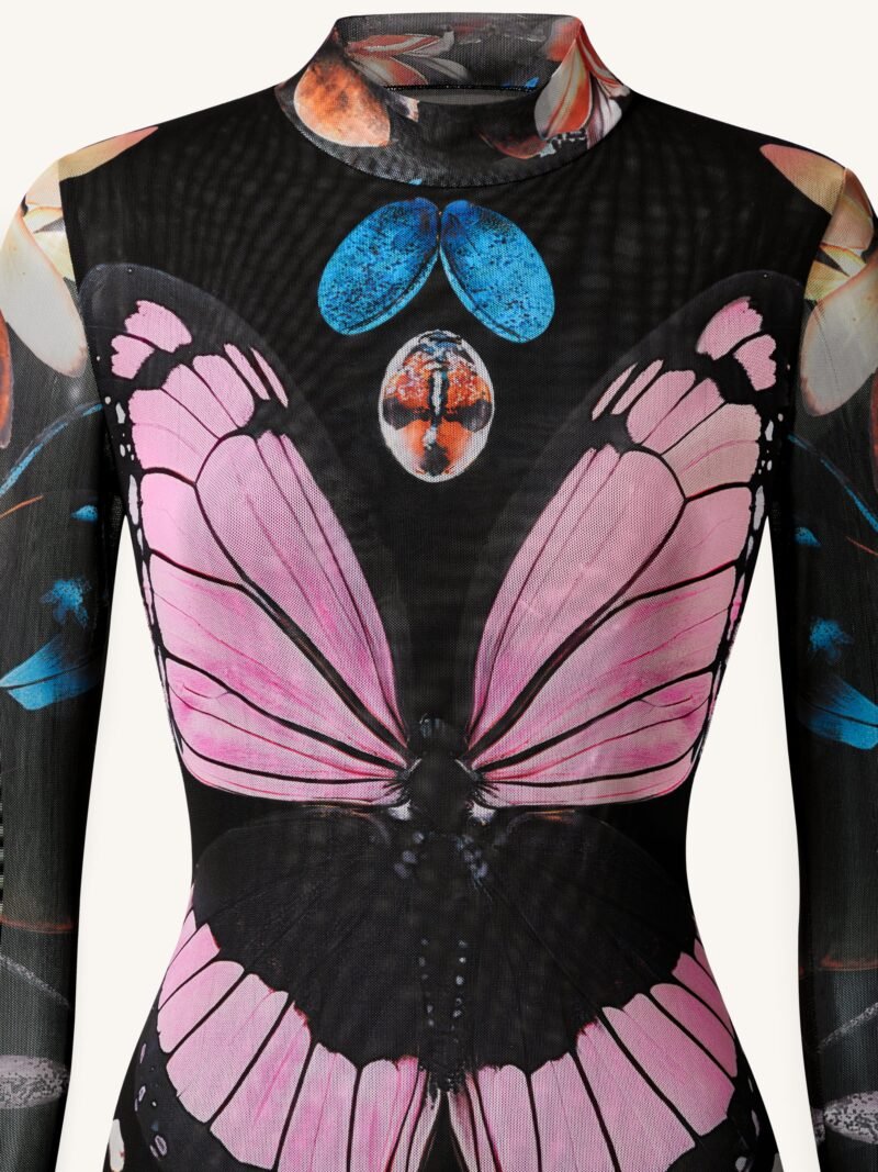 Double-layered Mesh Sheer Butterfly and Beetle Gown - Multicolor - Image 4