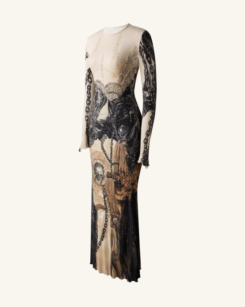Isabella Vintage Print Dress - Brown & Black - Image 4