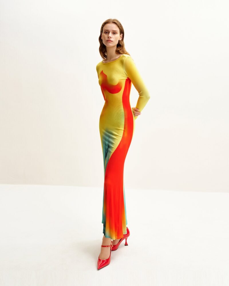 Lily Illusion Print Dress - Multicolor - Image 2