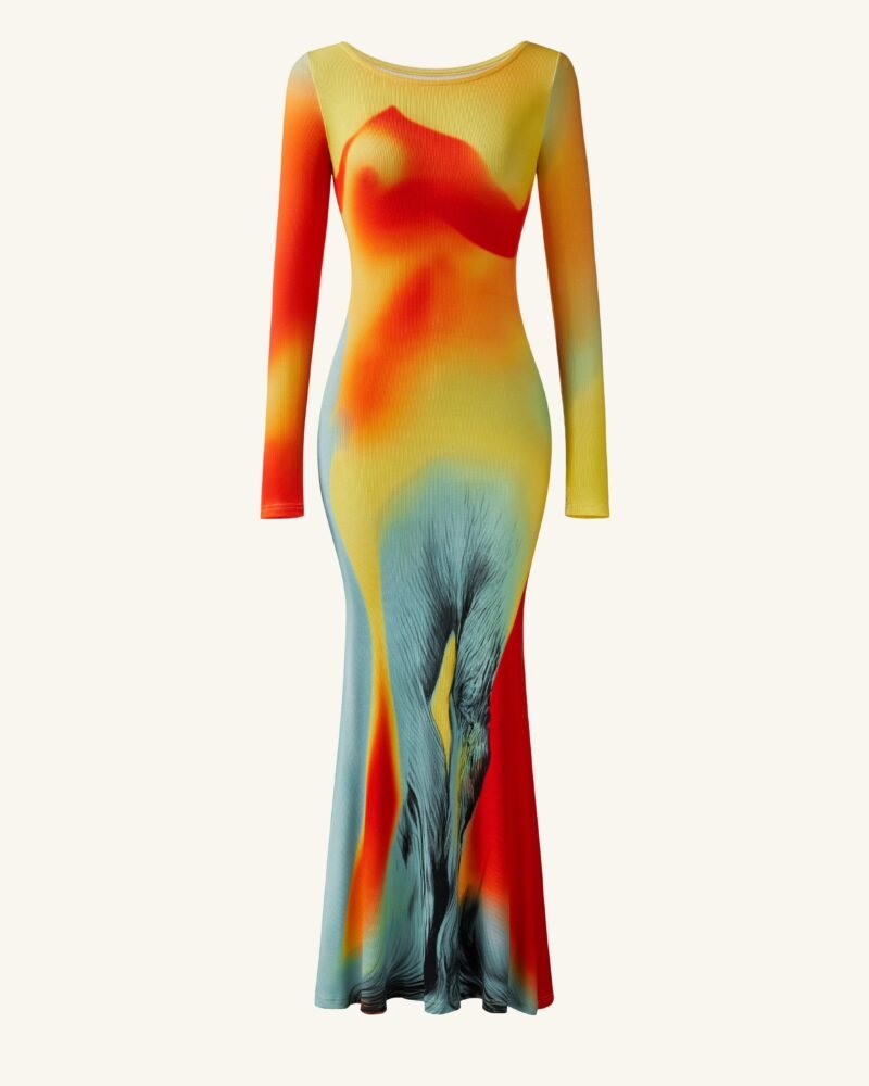 Lily Illusion Print Dress - Multicolor - Image 3