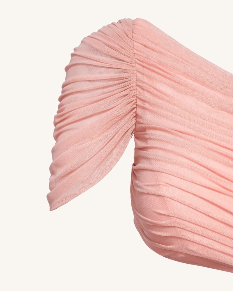 Mia Pleated Mesh Dress - Blush - Image 7
