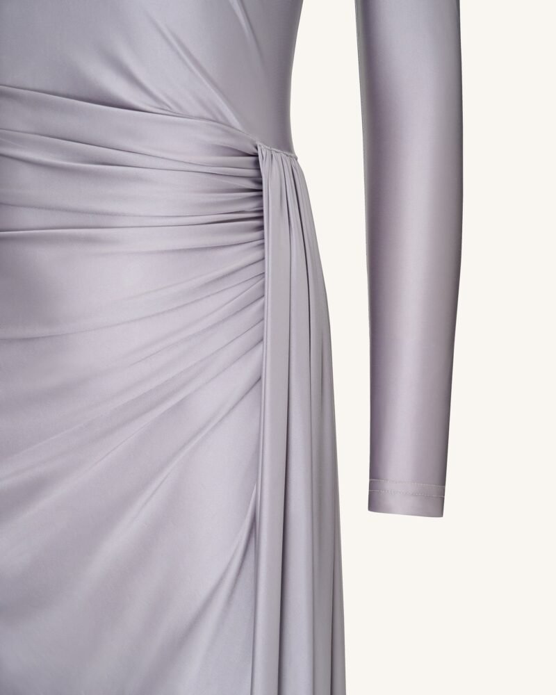 Amara Metallic Ruched Dress - Silver - Image 6