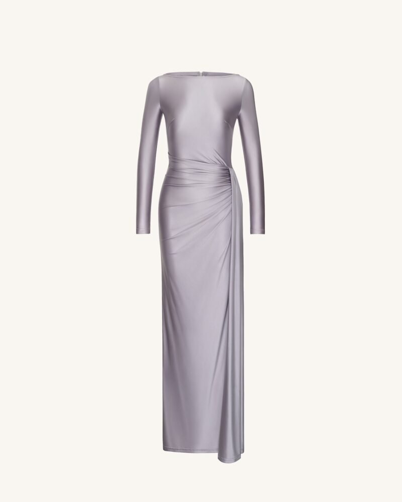 Amara Metallic Ruched Dress - Silver - Image 3