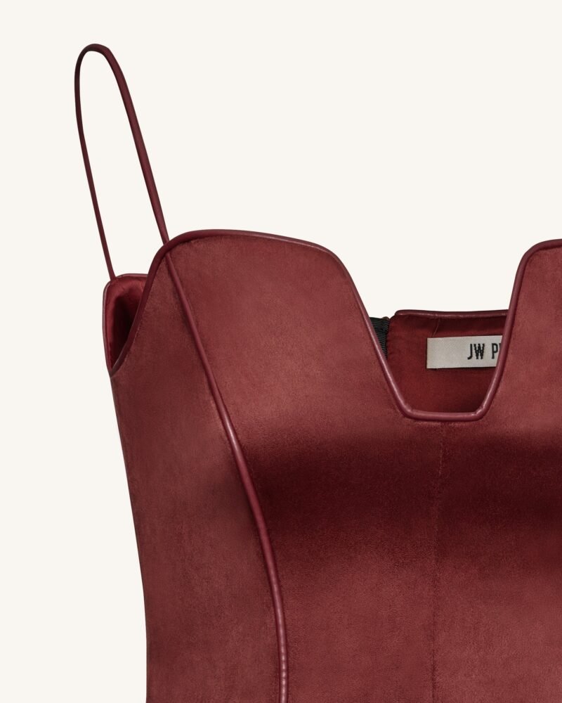 Eva Spaghetti Strap Sueded Dress - Burgundy - Image 7