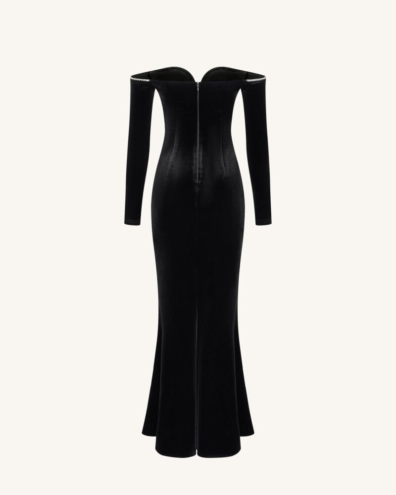 Allison Off-Shoulder Evening Gown - Black - Image 5