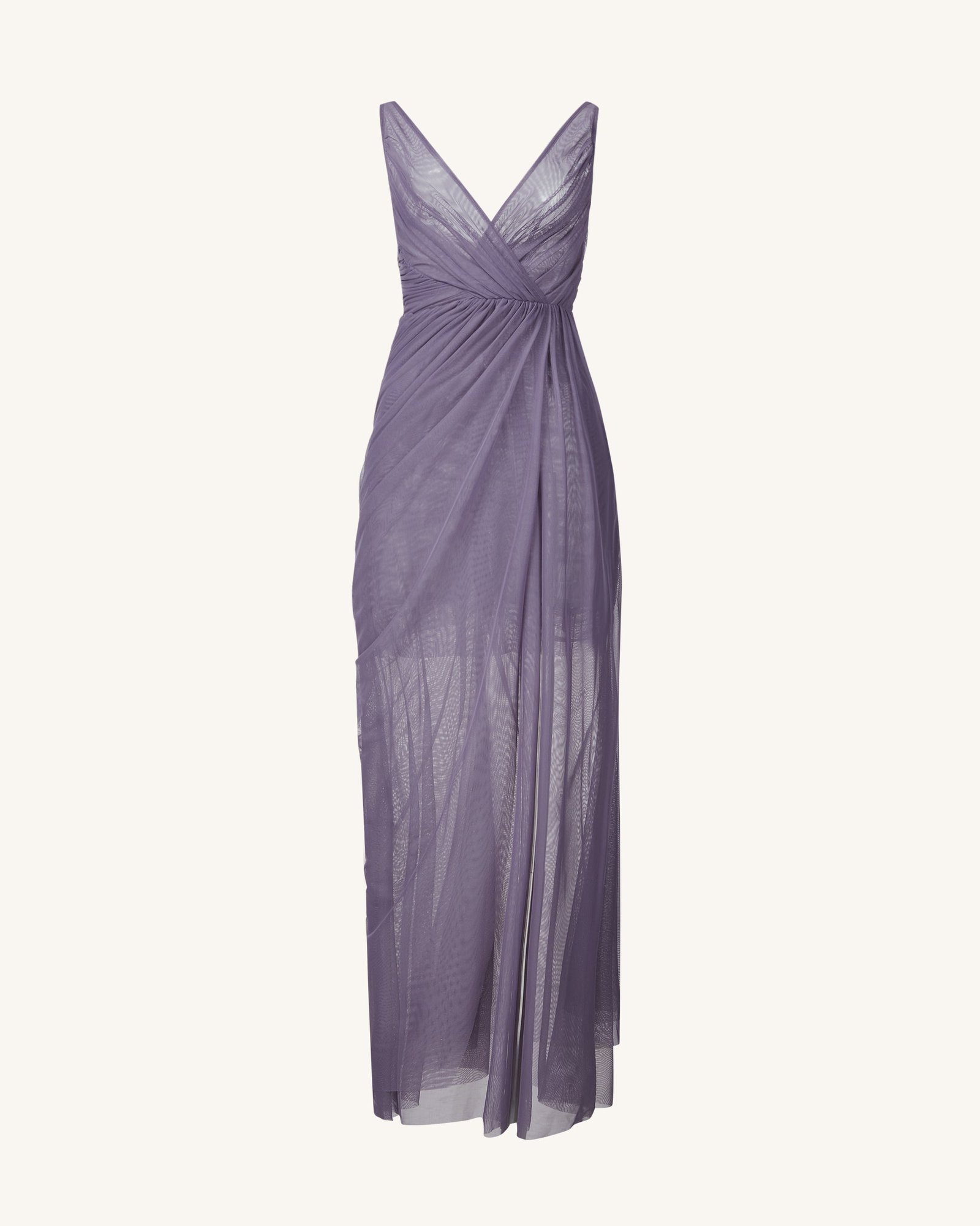 DS537-6FRONT Luna Flowing Mesh Gown - Lavender - Image 3