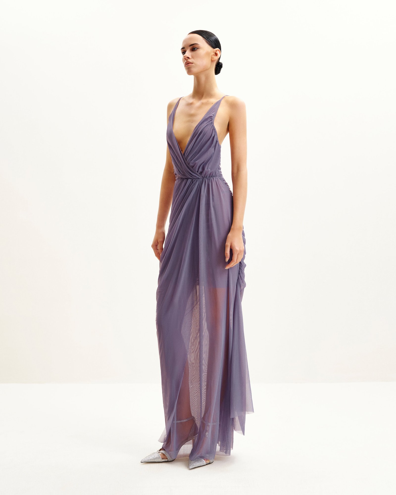 DS537-6_2 Luna Flowing Mesh Gown - Lavender - Image 2