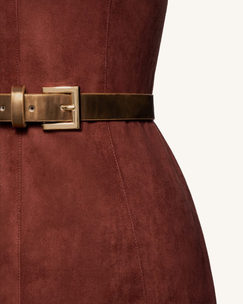 Ariana Sleeveless Suedes Mini Dress - Burgundy - Image 5