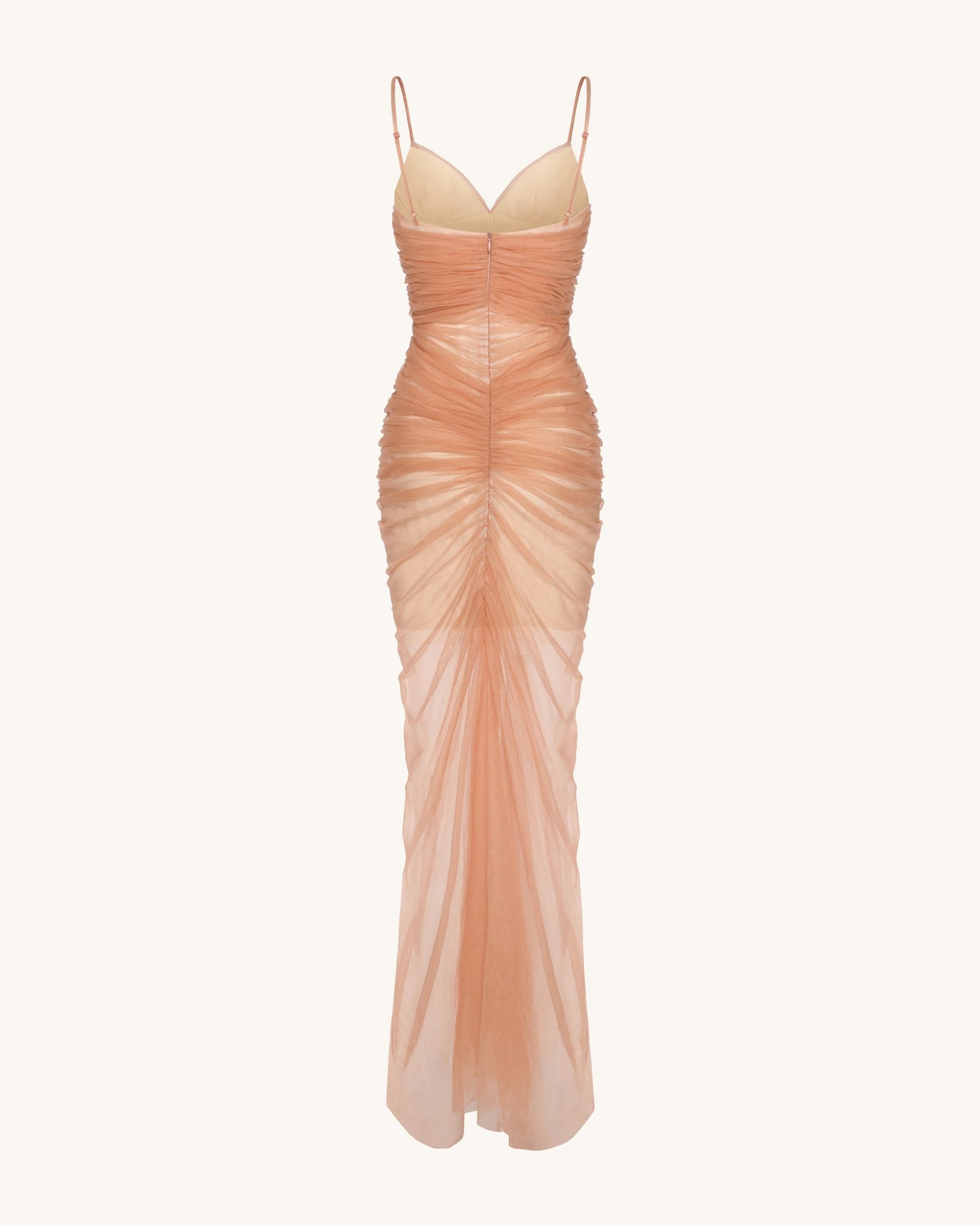 DS671-3BACK_0ab76baa-6390-4950-934e-1ddc1d6548dd Piper Draped Mesh Evening Gown - Cinnamon - Image 5