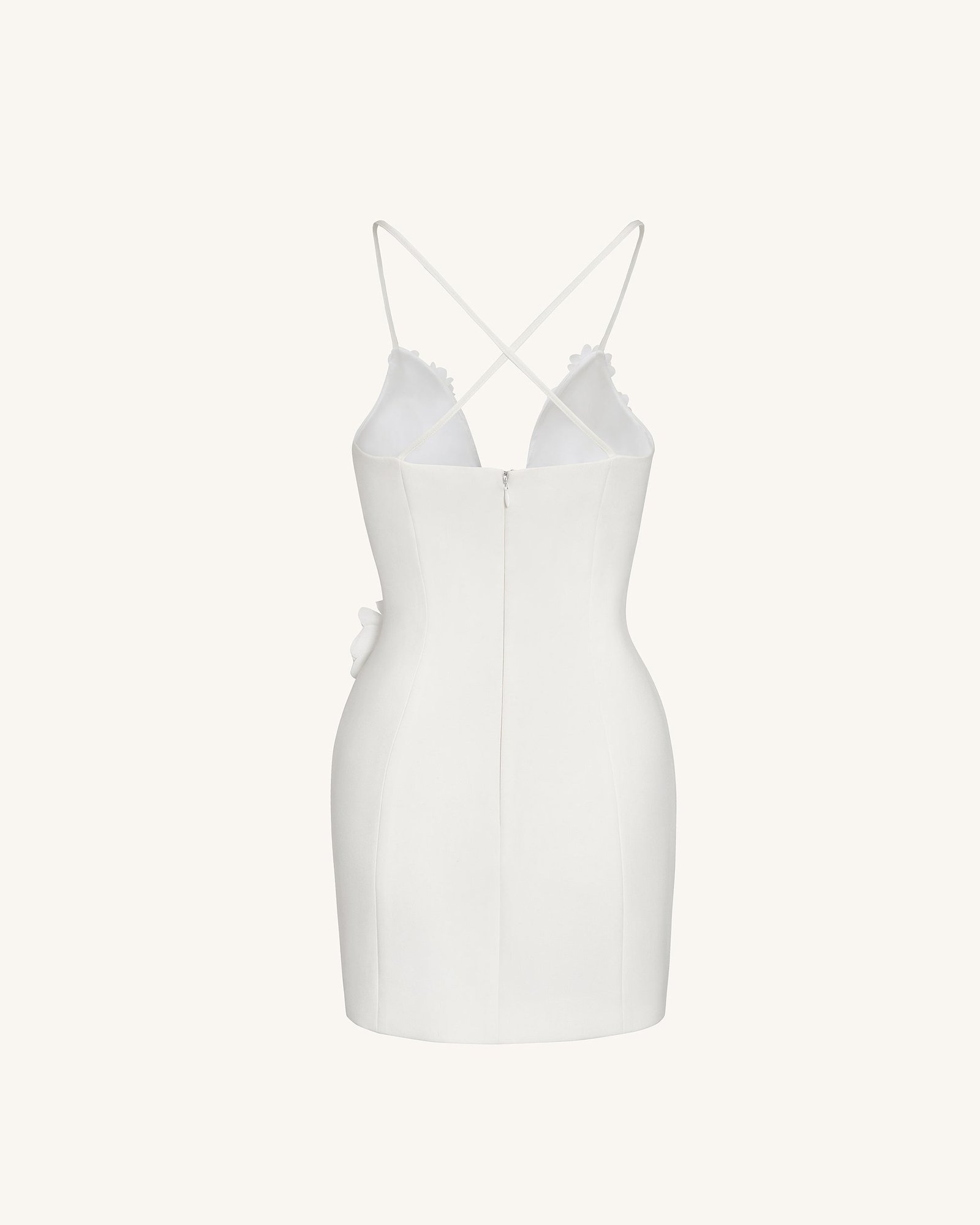 DS702-2_BACK Floral Embrace Sleeveless Gown - White - Image 6