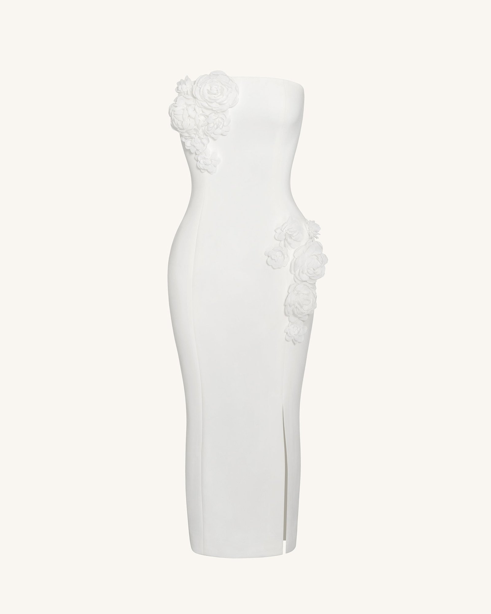 DS705-2FRONT Petal Perfection Cocktail Dress - White - Image 4