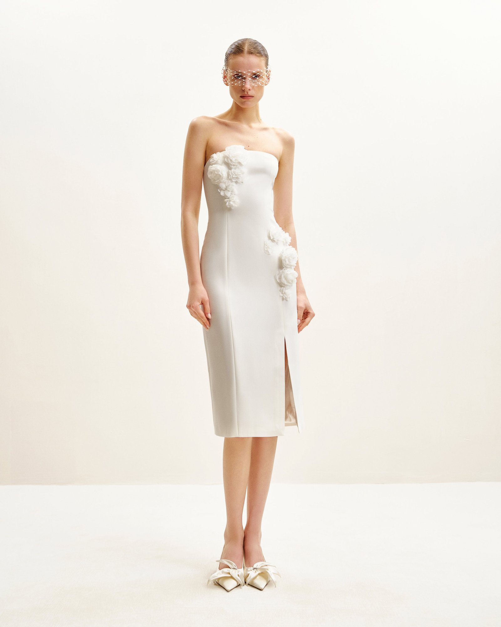DS705-2_1 Petal Perfection Cocktail Dress - White - Image 1