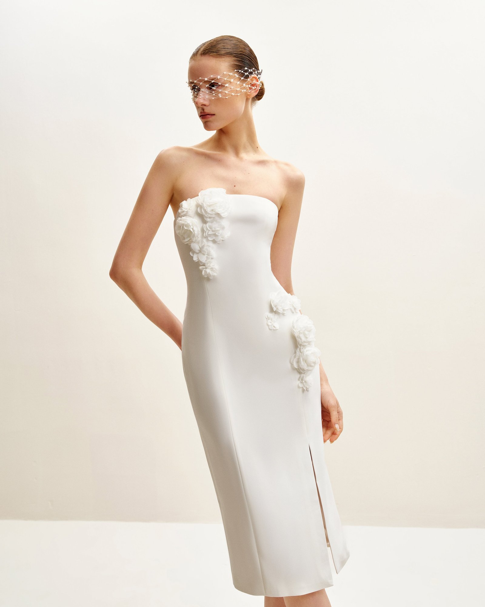 DS705-2_3 Petal Perfection Cocktail Dress - White - Image 3