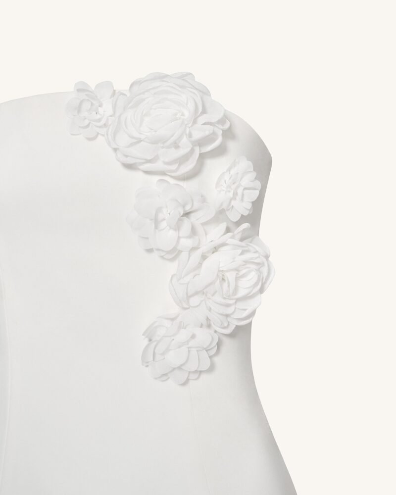 Blossoming Elegance Strapless Dress - White - Image 7