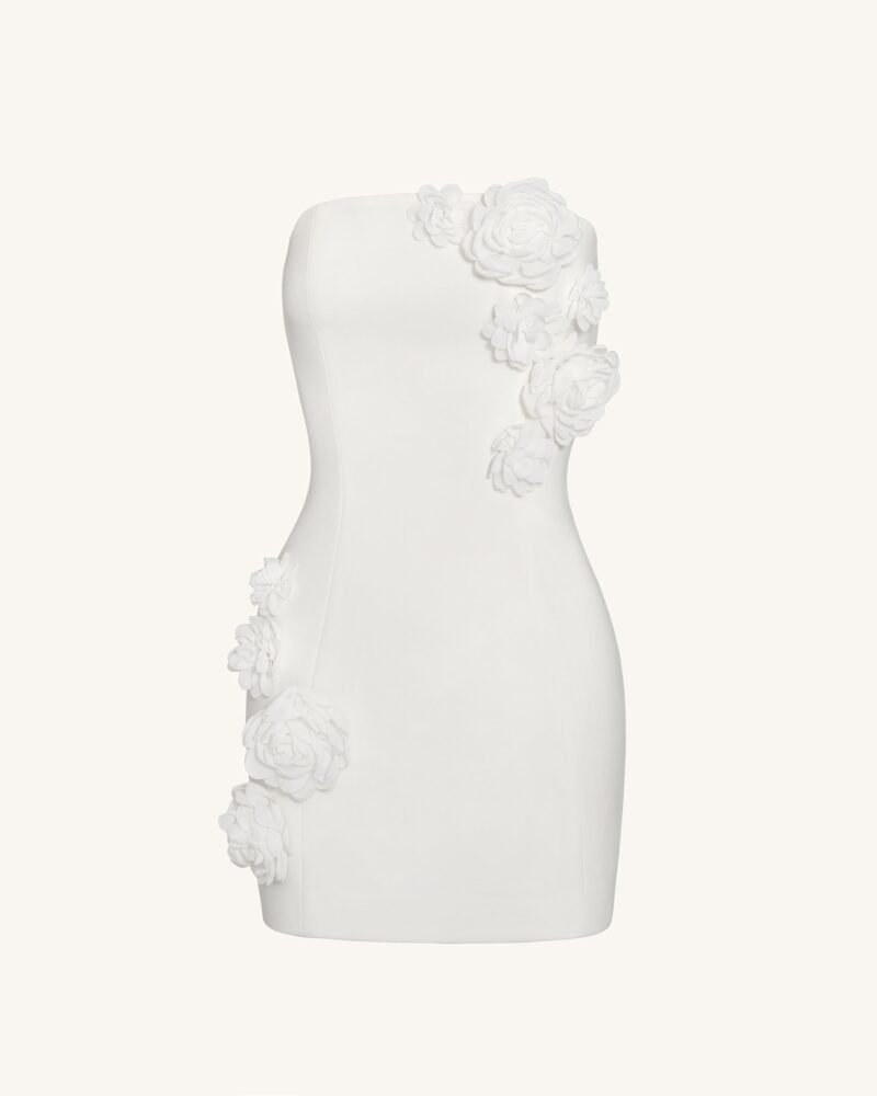 Blossoming Elegance Strapless Dress - White - Image 4