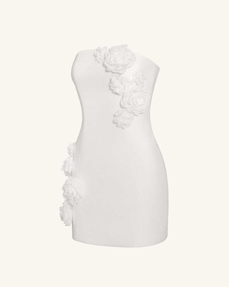 Blossoming Elegance Strapless Dress - White - Image 5