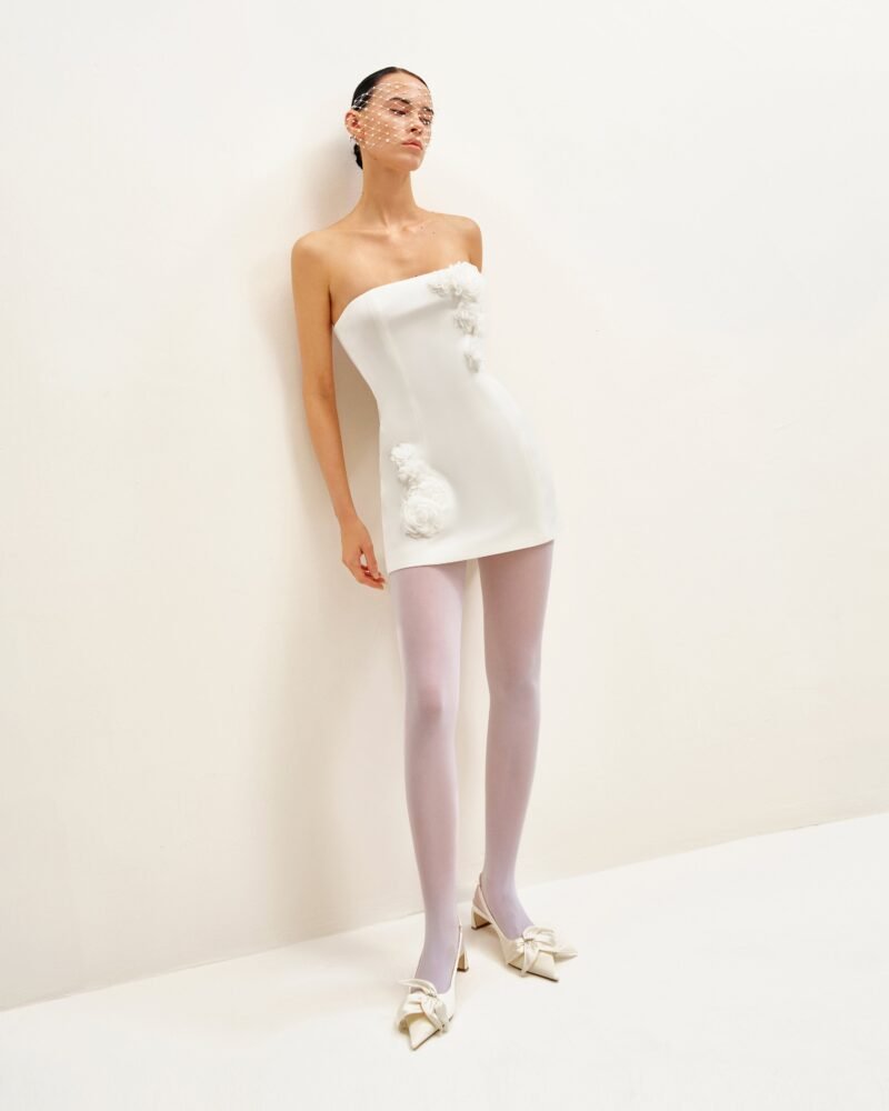 Blossoming Elegance Strapless Dress - White - Image 2