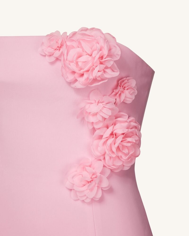 Blossoming Elegance Strapless Dress - Pink - Image 4