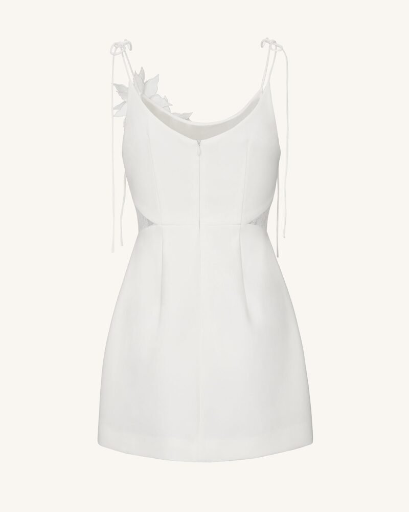 Floral Vine Tie Dress - White - Image 4