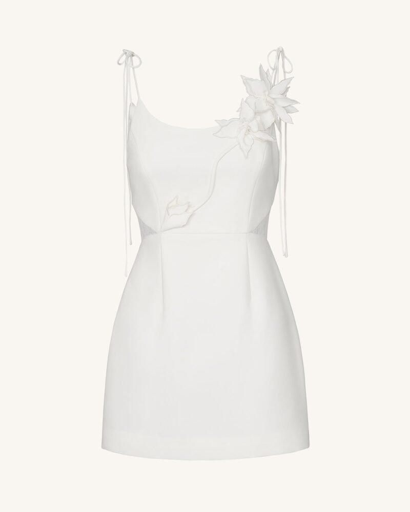 Floral Vine Tie Dress - White - Image 2