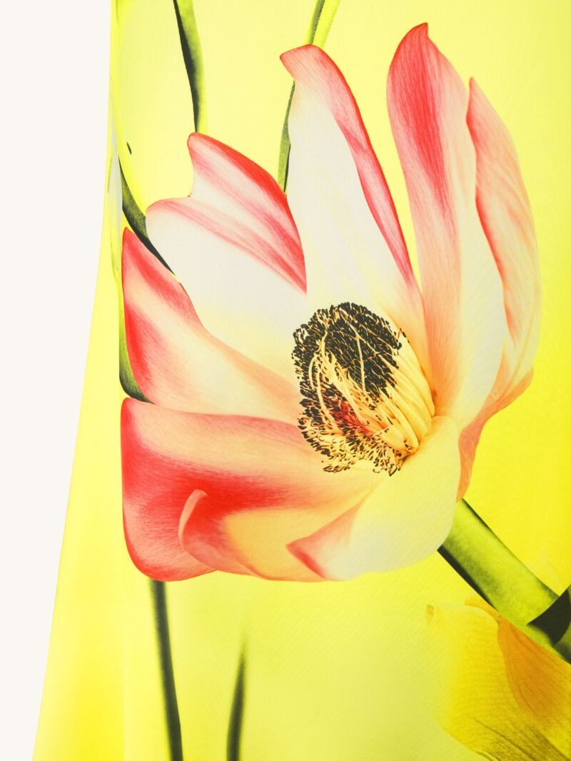 Floral Satin Halter Dress - Yellow/Pink - Image 5