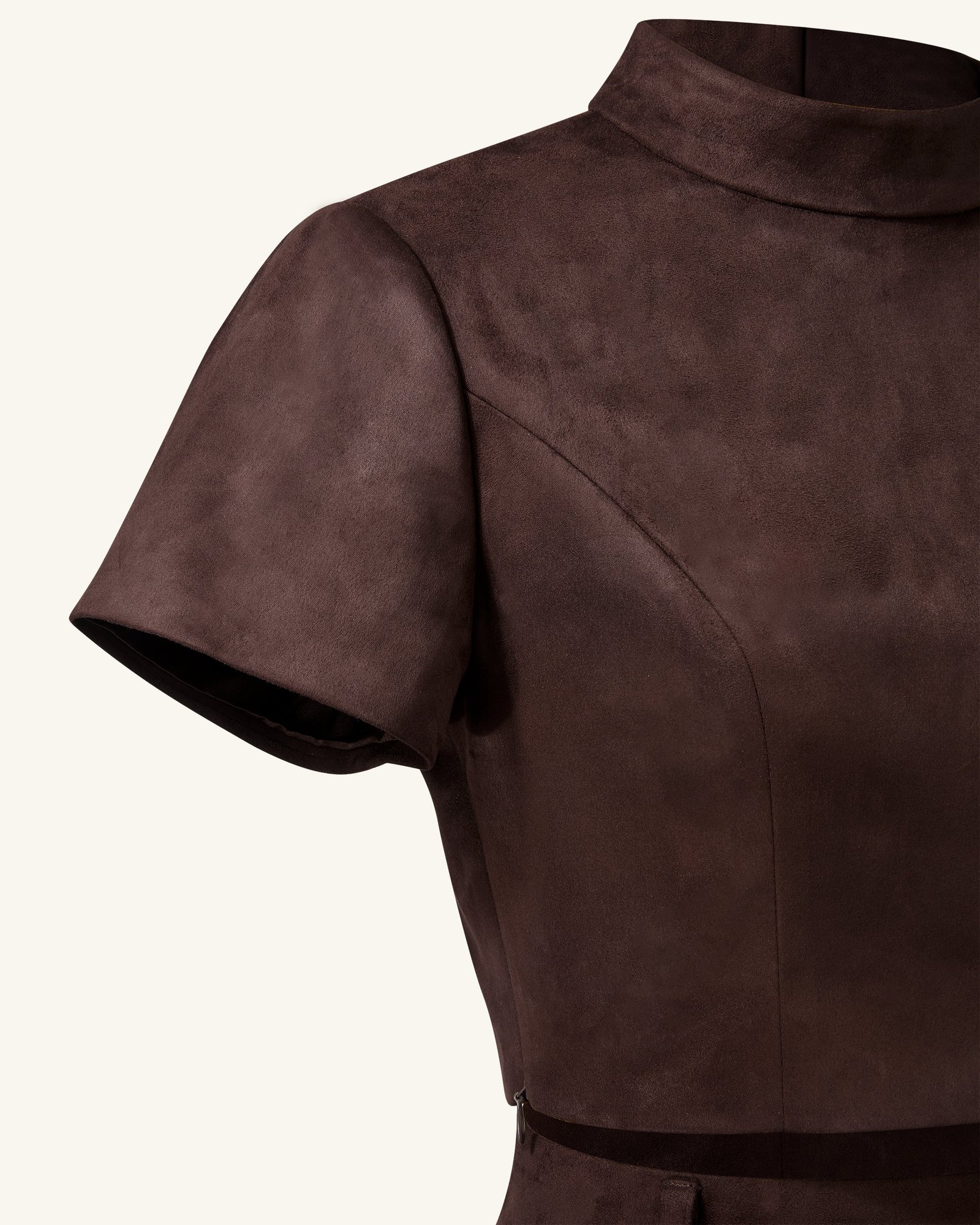 DZ032-3_DETAIL.png Grace Faux Suede Crop Top and Mini Skirt Set - Chocolate Brown - Image 7