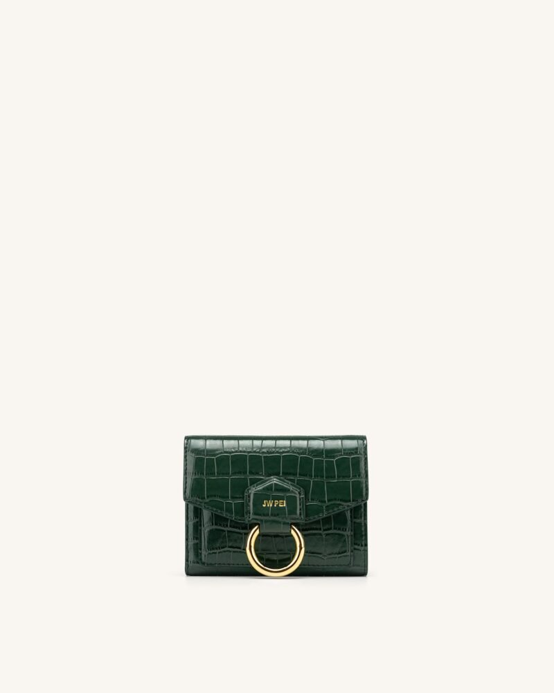Stella Wallet - Dark Green Croc - Image 1