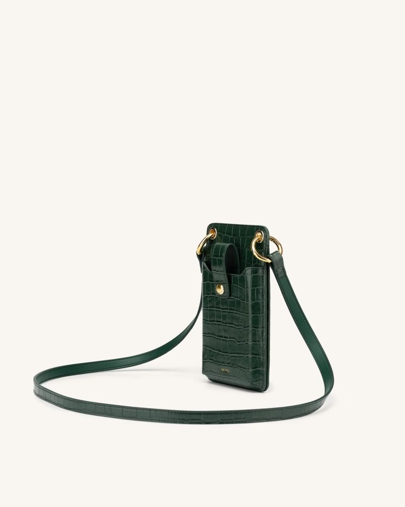 Quinn Phone Bag - Dark Green Croc - Image 2