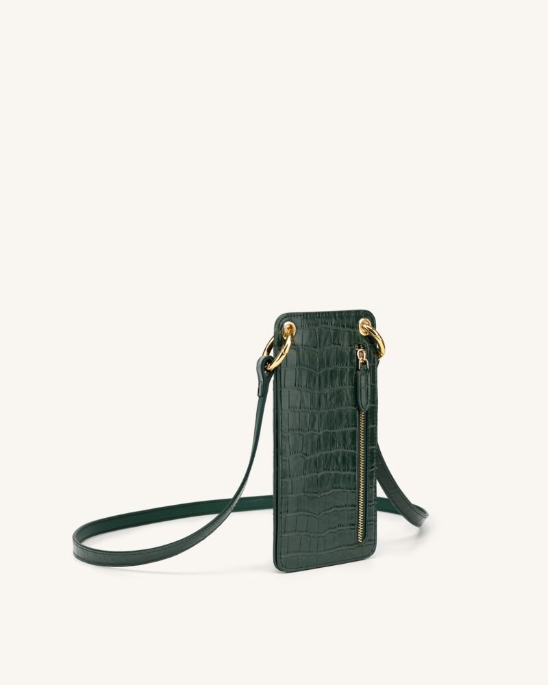Quinn Phone Bag - Dark Green Croc - Image 3