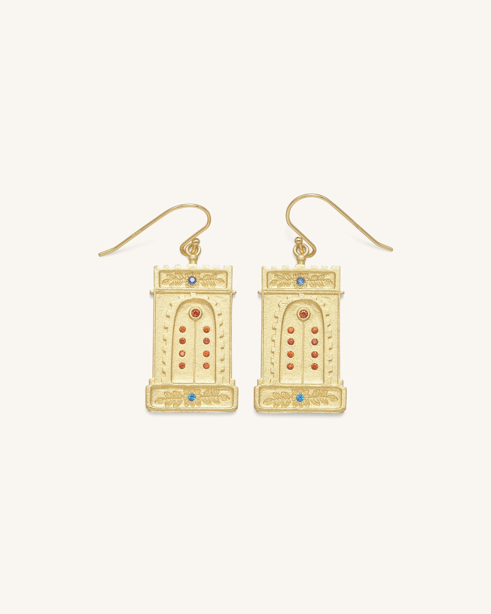 EA001-2_a_36dbf6b2-a472-40e0-8784-b075bb58c40b Roman Arch Earrings - 18ct Gold Plated & Multicolor Zircon - Image 1