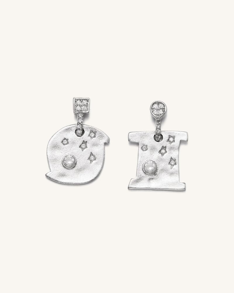 Cosmos Earrings - 18ct White Gold Plated & White Zircon - Image 1