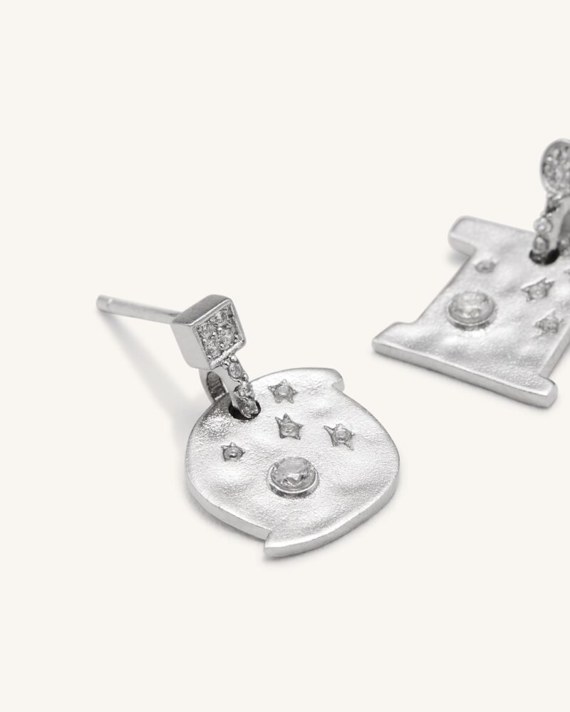 Cosmos Earrings - 18ct White Gold Plated & White Zircon - Image 2