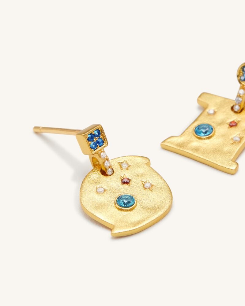 Cosmos Earrings - 18ct Gold Plated & Multicolor Zircon - Image 2