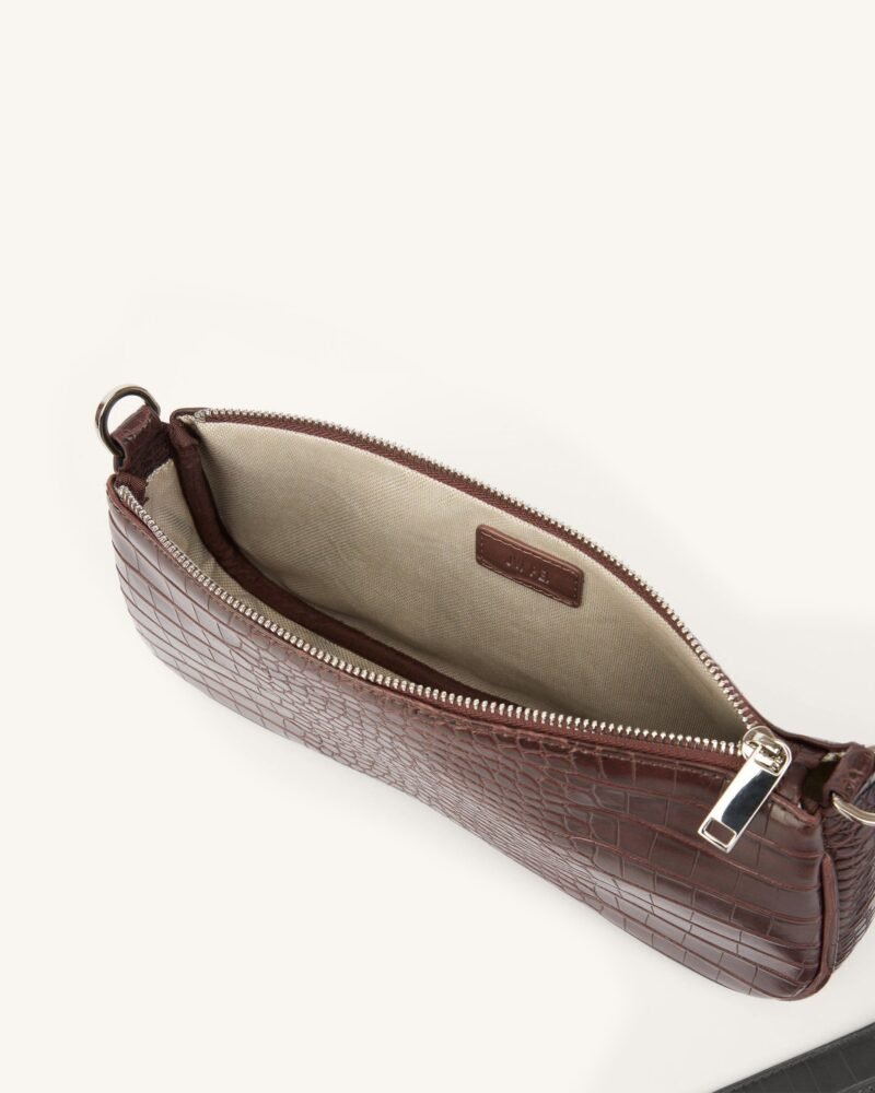 Eva Shoulder Handbag - Brown Croc - Image 4