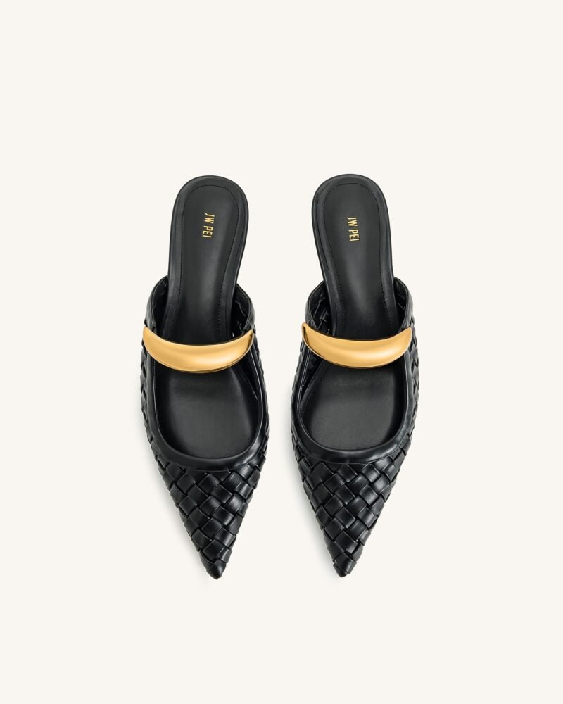 Helena Weave  Pierced Mules - Black - Image 4