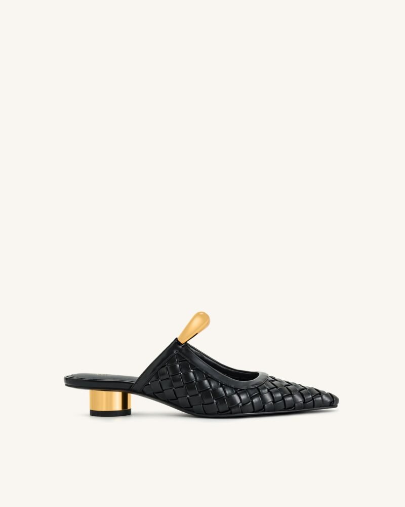 Helena Weave  Pierced Mules - Black - Image 1