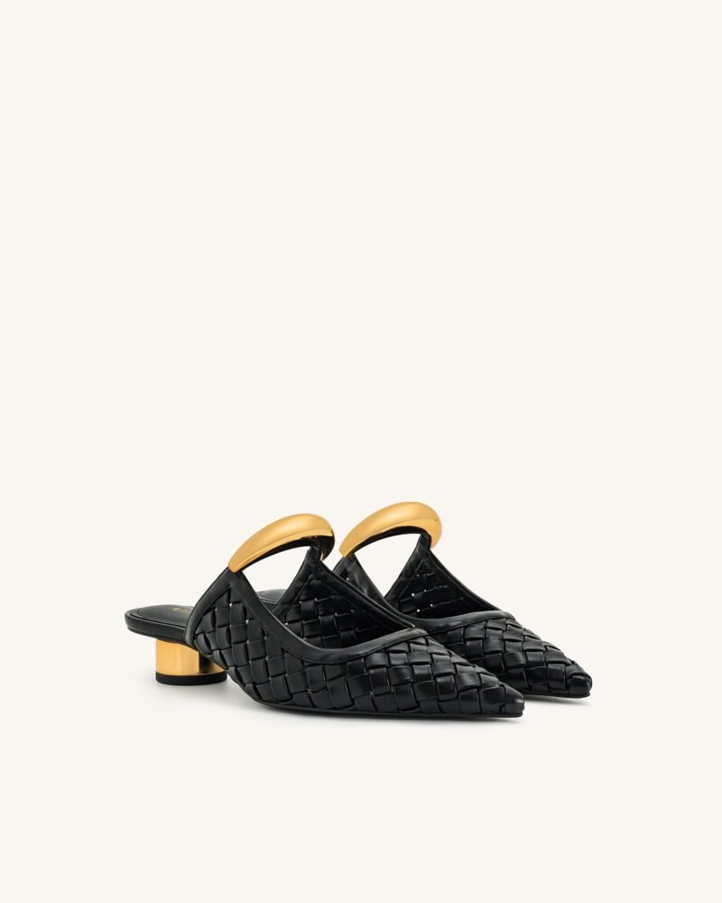 Helena Weave  Pierced Mules - Black - Image 3