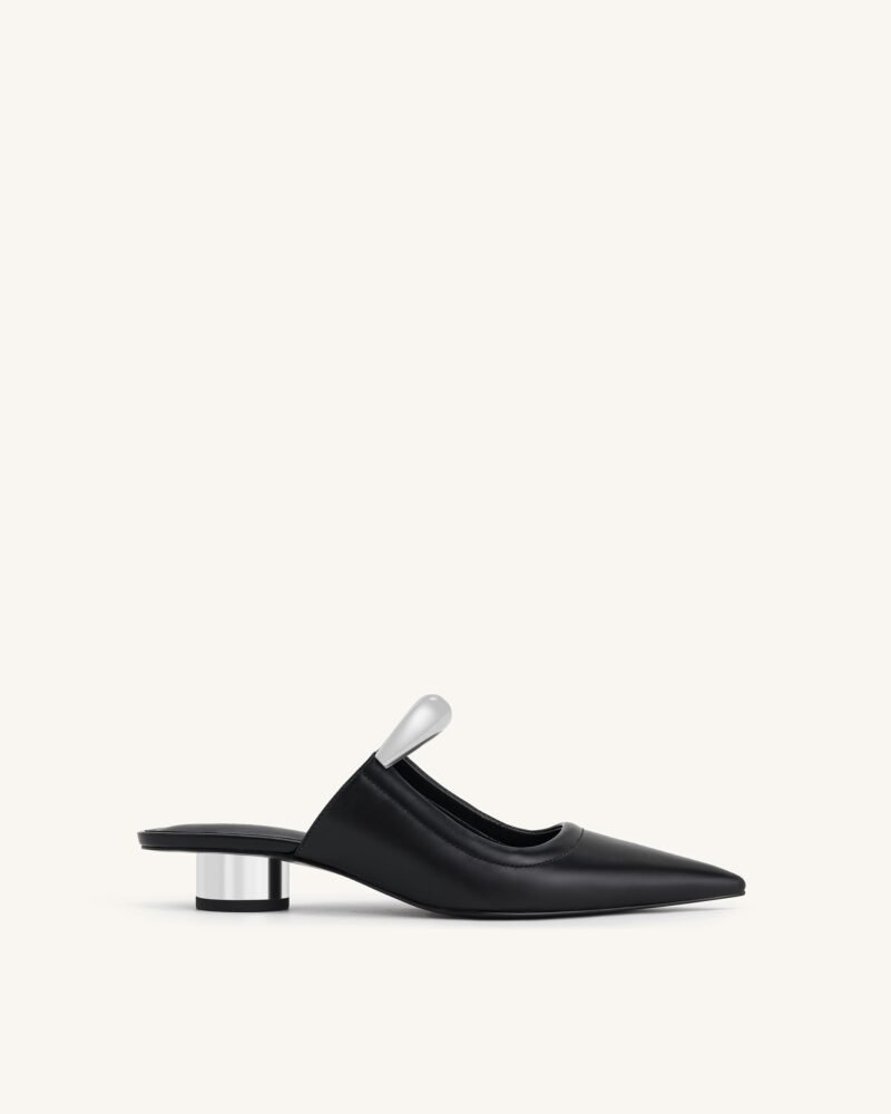 Helena  Pierced Mules - Black - Image 1