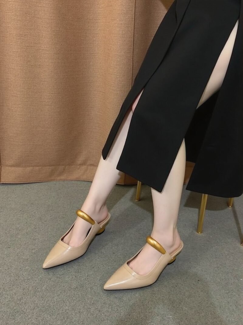 Helena  Pierced Mules - Khaki - Image 2