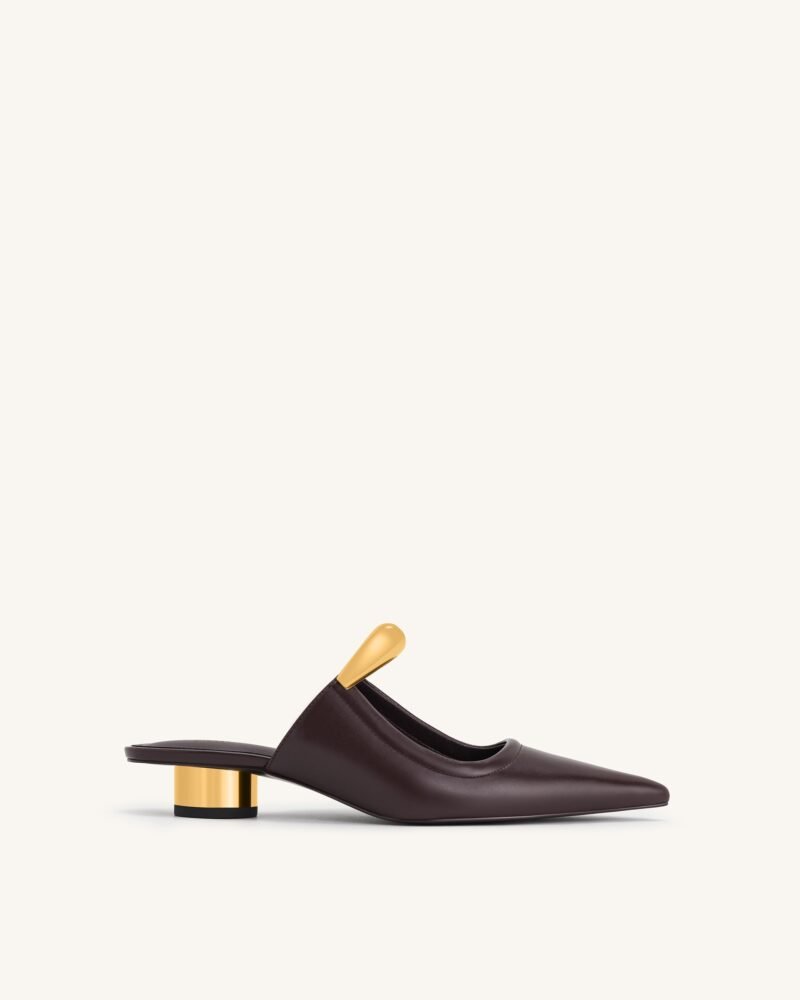 Helena  Pierced Mules- Claret Red - Image 1